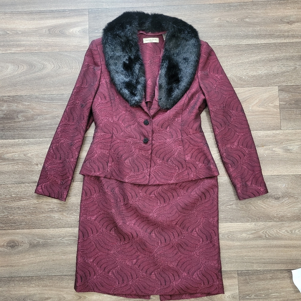 Vintage Amanda Smith Two-Piece Skirt Suit Set | Textured Jacket & Pencil Skirt